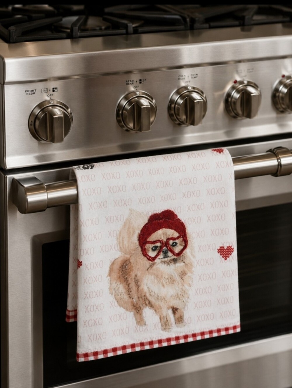 2 ISAAC MIZRAHI Pug Pomeranian Puppies Wearing Glasses Kitchen Dish Towels NWT